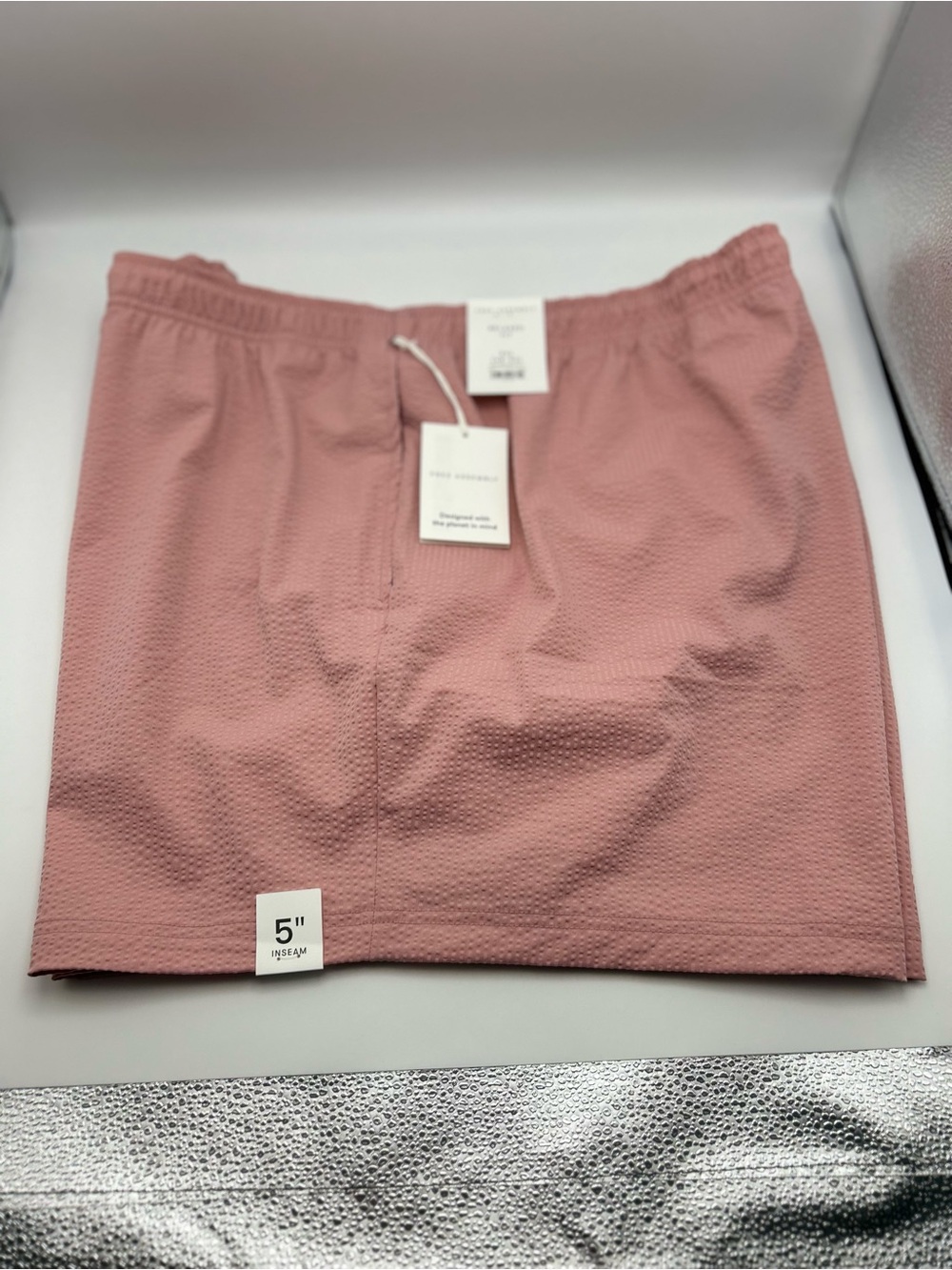 Free Assembly Men's Relax Fit Chino Shorts Pink 3XL 5" Inseam Drawstring